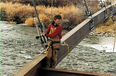 Zak Steigmeyer assembling steel.