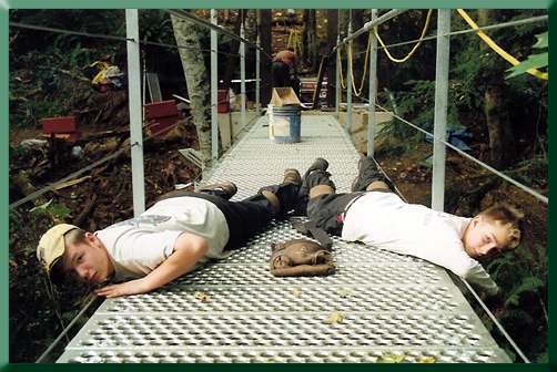 Nephews Bryce and Austin Thompson installing decking.