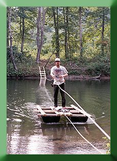 Lars Henrikson on oil drum raft "The Valdez"