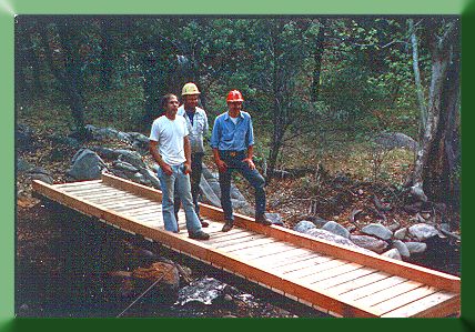 Simple 3-stringer bridge constructed at Madeira Canyon, AZ, in 1987.