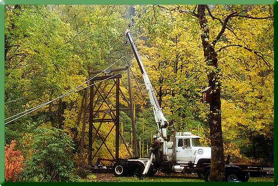 Erecting original mainline onto new steel tower.