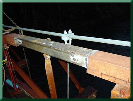 Replacement chord section welded into position.