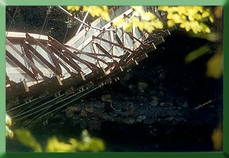 View of buckled truss from shore.