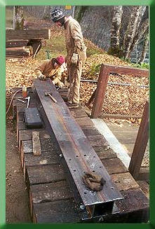 Mike Stenger and Keith Monohan placing sill for temporary tower.