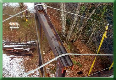 Temporary tower top showing pipe saddle arrangement.