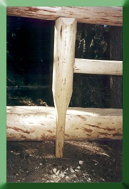 Railing detail of bridge at West Cultus Lake, OR, built by former student John Schubert and trail crew, 1991.