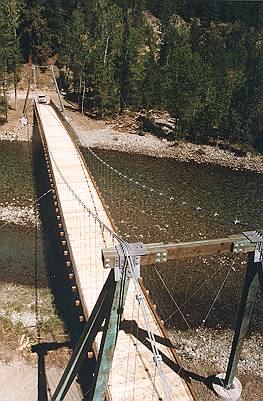 An aerial view of the bridge taken from the personnel basket atop the construction crane.
