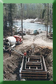 Pouring concrete in deadman anchor