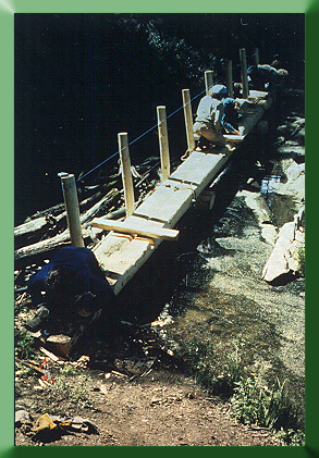 Trout Lake Bridge under construction, Yellowstone National Park, 1989.