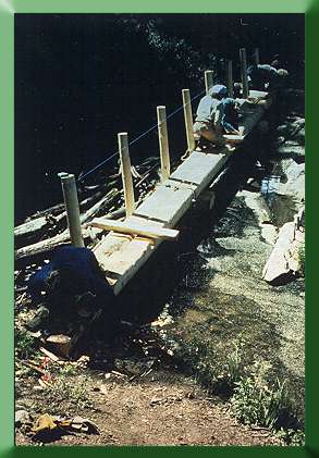 Trout Lake Bridge under construction, Yellowstone National Park, 1989.
