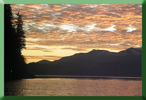 Baker Lake at sunset during winter.