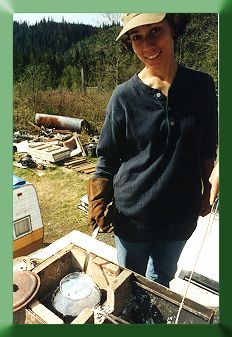 Rachel Pojansky heating molten zinc.