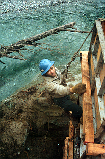 Russ Dalton on the outside of the tower abutment form.