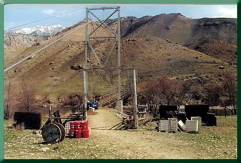 Note "Flying B" motif on the tower, constructed of horseshoes.