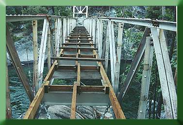 Stringers and bridge blocking prior to installing the deck.
