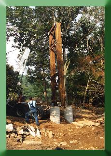 Setting tower on pylon footing