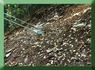 Deadman anchor after backfilling and with mainlines attached