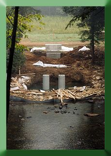 View along centerline of tower pylons, ramp abutment, and main anchor