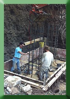 Greg Riffe and Ken Nattinger forming tower base