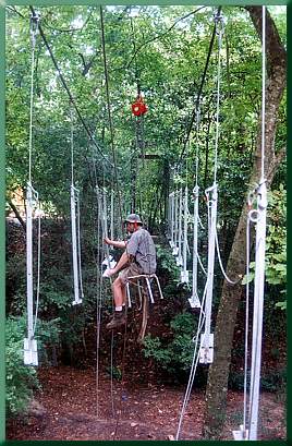 Centerline view of bosun's chair and skyline.
