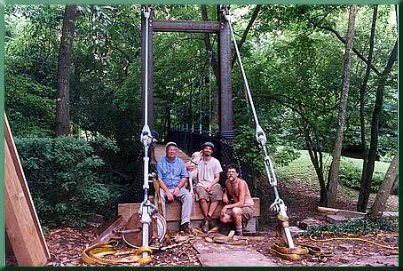 Project coordinator Joe Mumme with Bridge Builders Keith Monohan, Carroll Vogel and "Khaki"