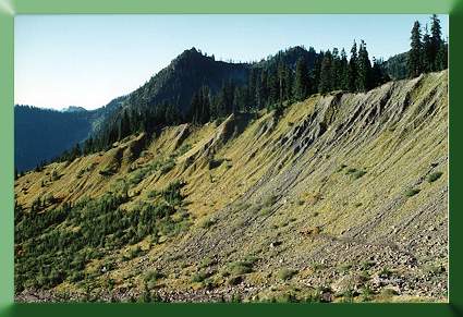 Beginning trail excavation across upper moraine.
