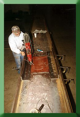 Fabricating stringer splice joint, Blum Creek Bridge.