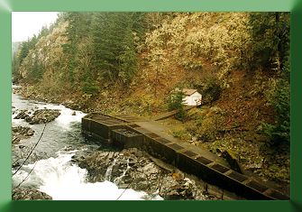 View upriver, with fishway in foreground